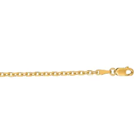 14K Gold 2.3mm Diamond Cut Cable Chain