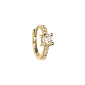 14K Gold Prong-Set and Pave Diamond Huggie