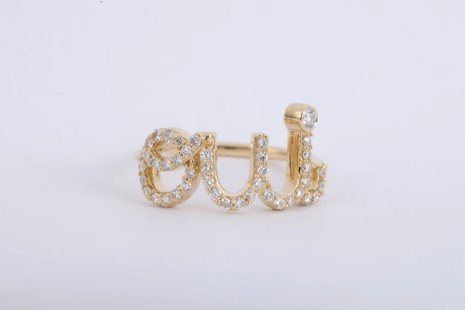 14k Yellow Gold 0.45tcw Diamond "Oui" Ring Size 6 (3.01g.)