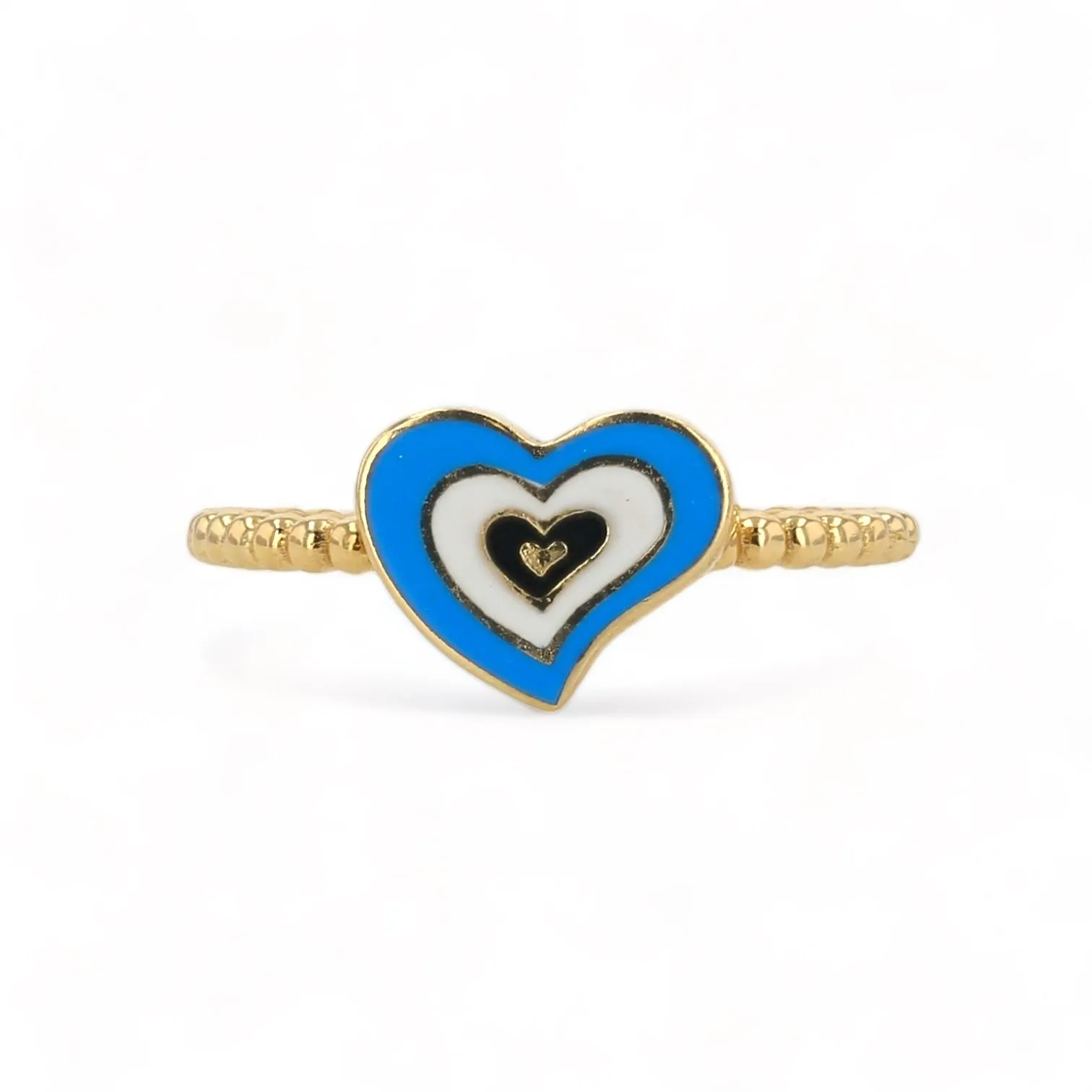 14K Yellow Gold Blue Heart Ring - 210249