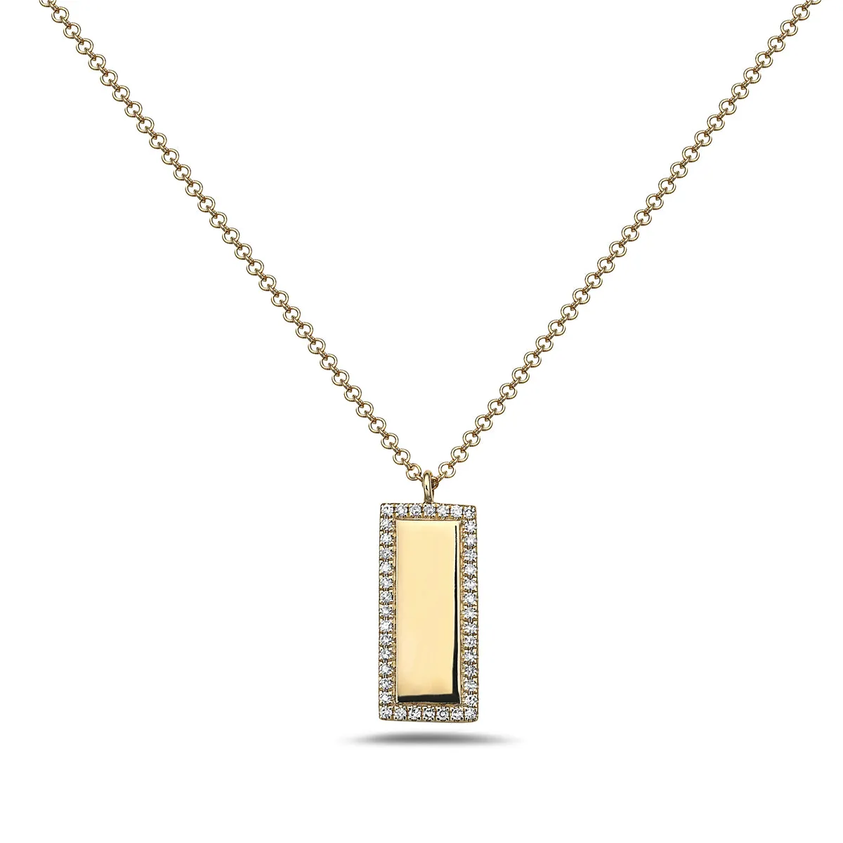 14k Yellow Gold Diamond Bar Necklace