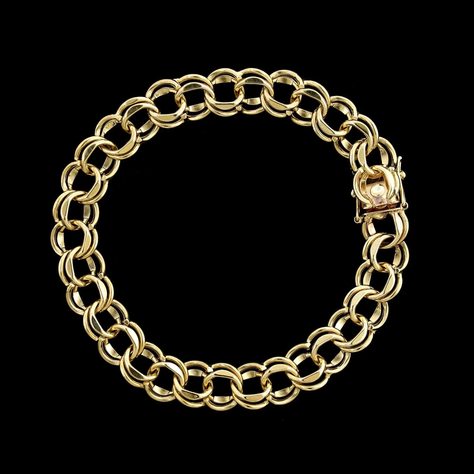 14K Yellow Gold Estate Double Link Charm Bracelet