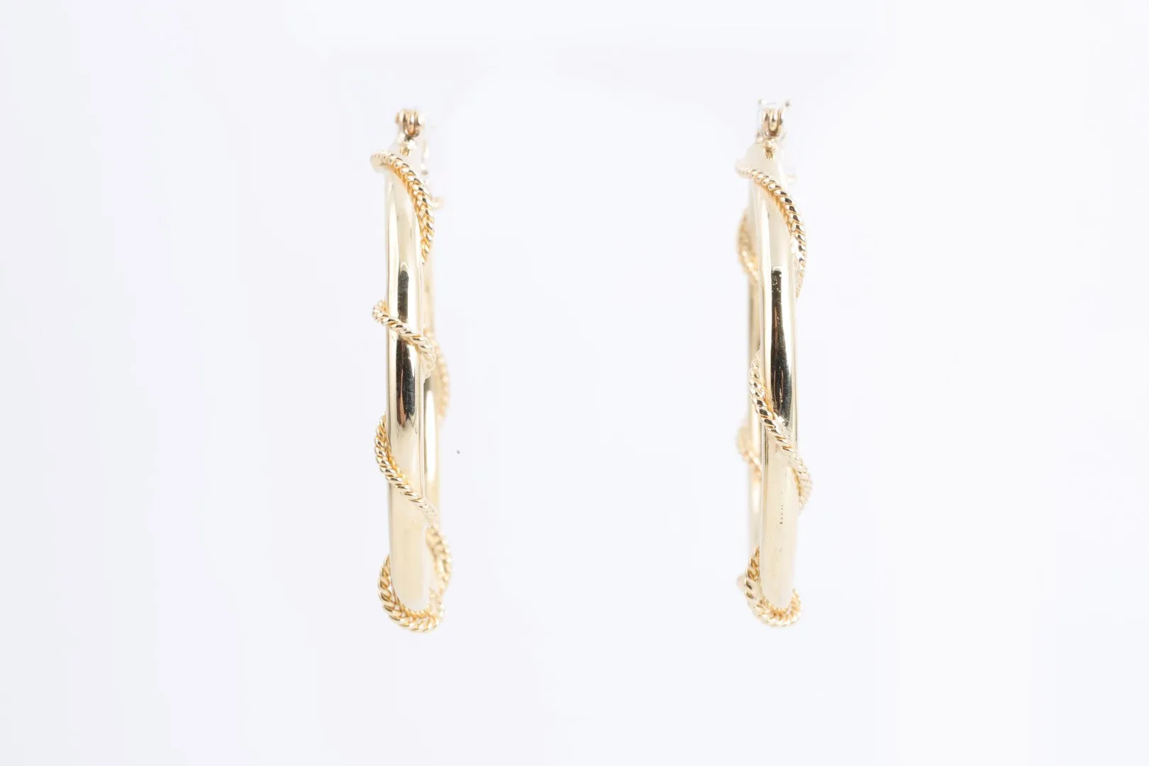 14k Yellow Gold Rope Design Hoop Earrings (12.42g.)