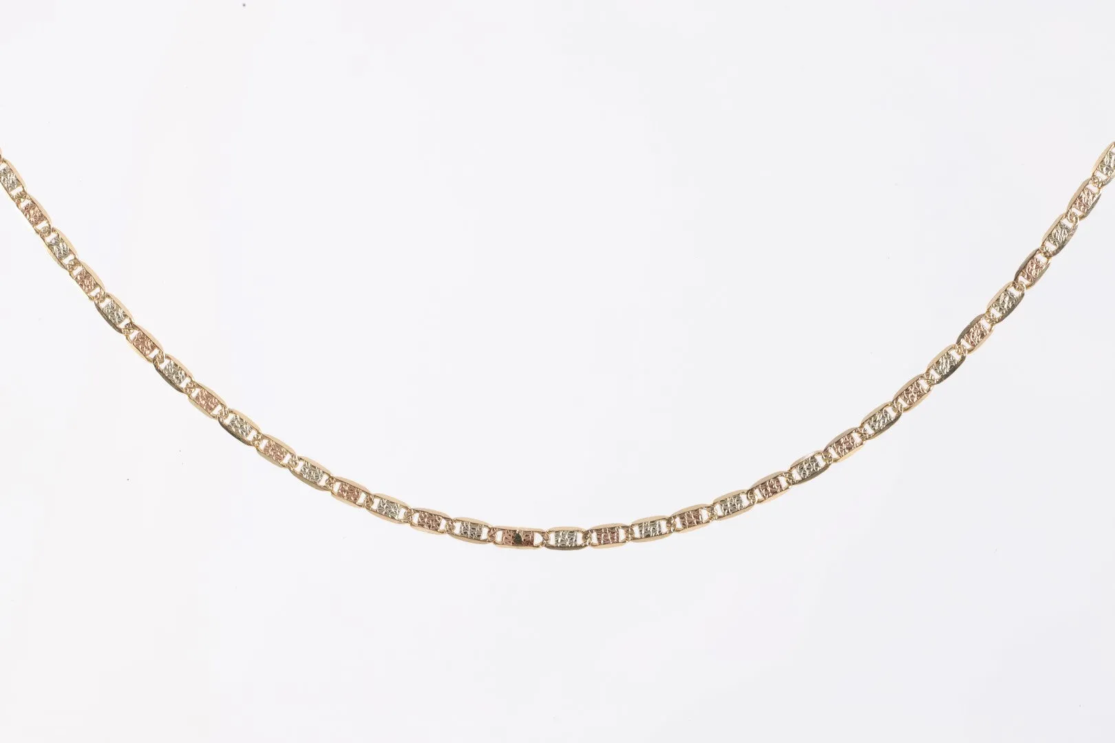 16" 14k Tri-Tone Gold Flat Link Chain (3.54g.)