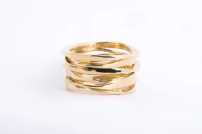 18k Yellow Gold Ribbed Ring Size 6 (10.33g.)