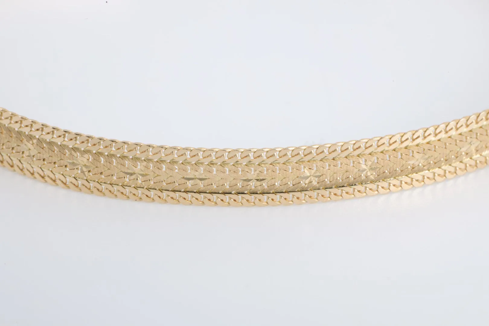 7" 14k Yellow Gold Etched Star Chain Bracelet (3.54g.)