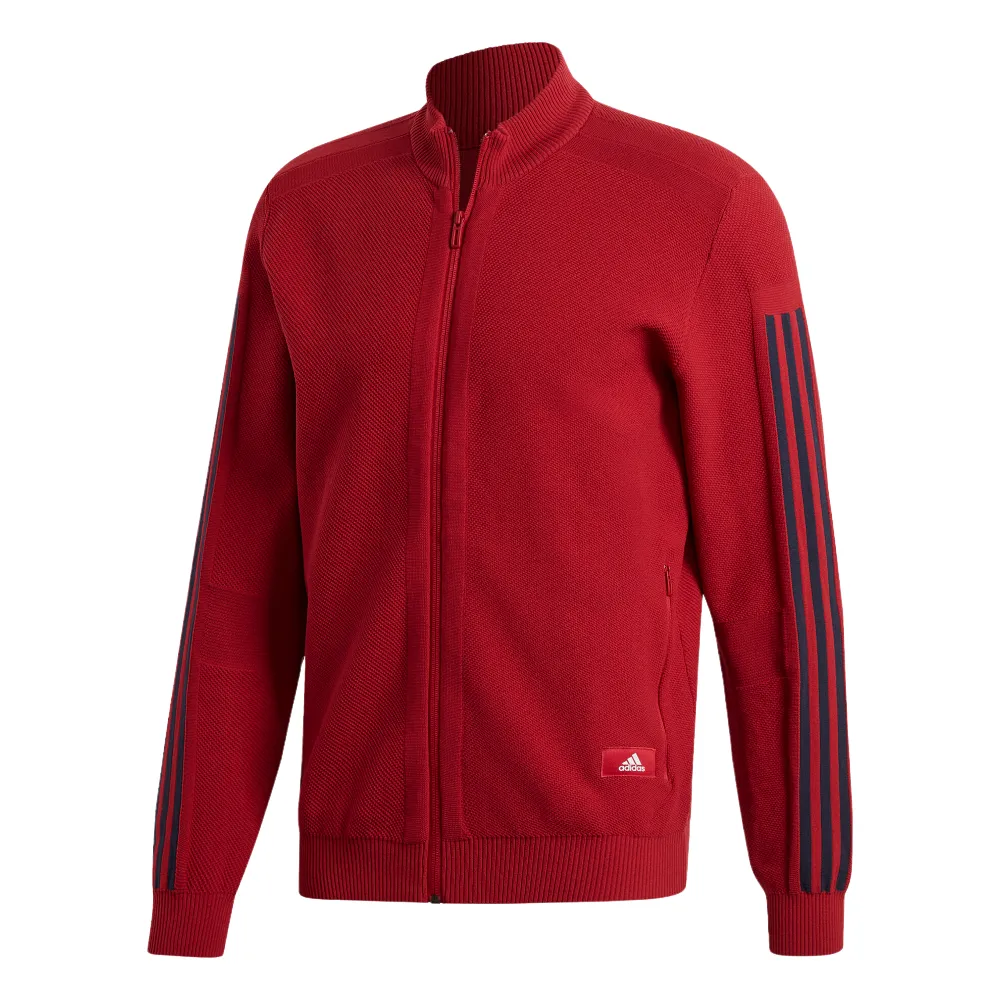 Adidas Mens Red/Blue Id Knit Track Comfy Casual Top Jumper