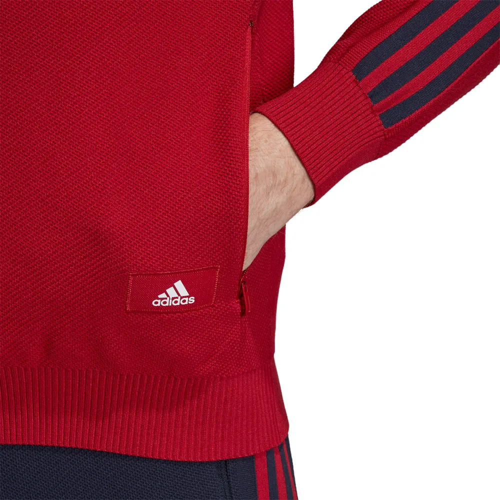 Adidas Mens Red/Blue Id Knit Track Comfy Casual Top Jumper