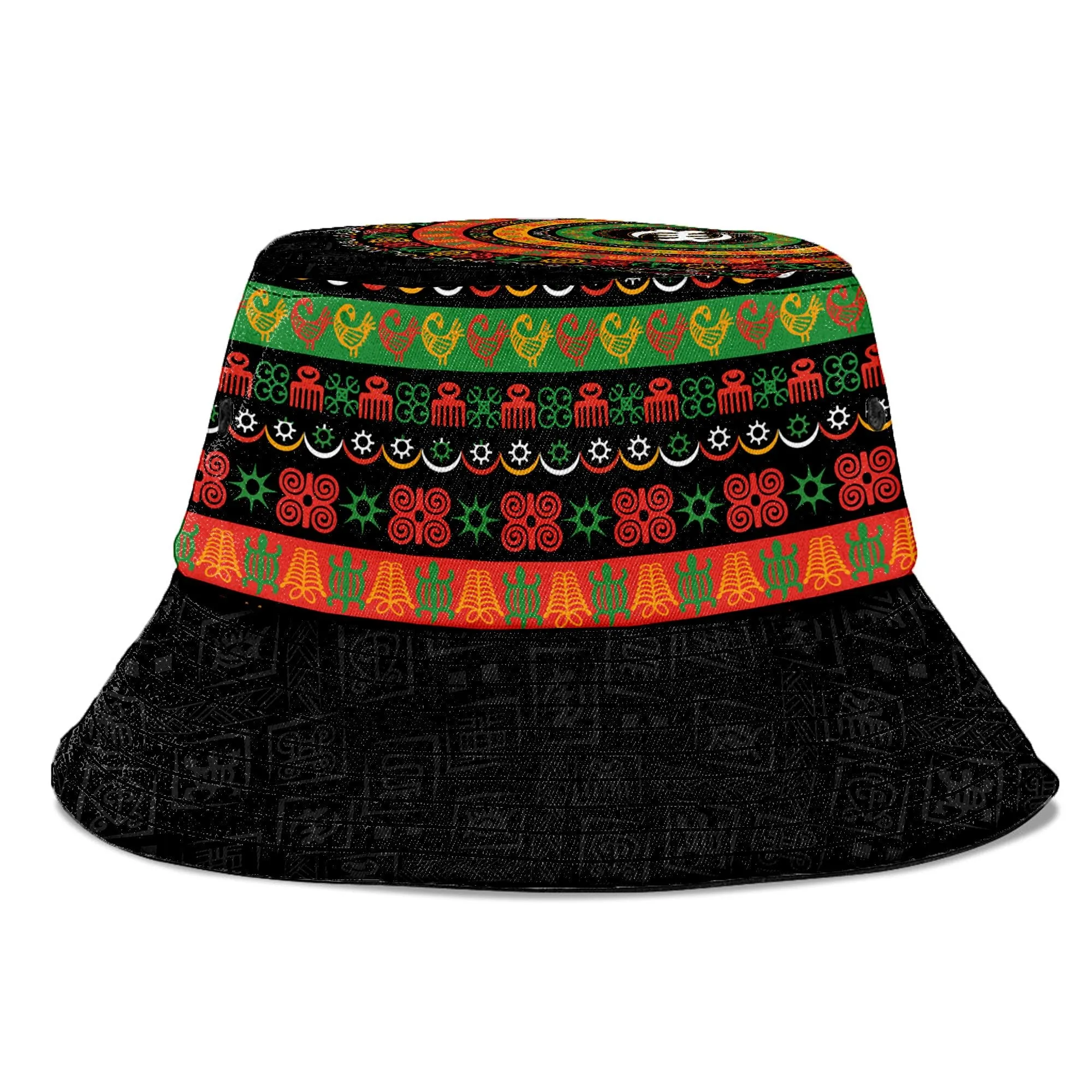 Adinkra Symbols Print Bucket Hat