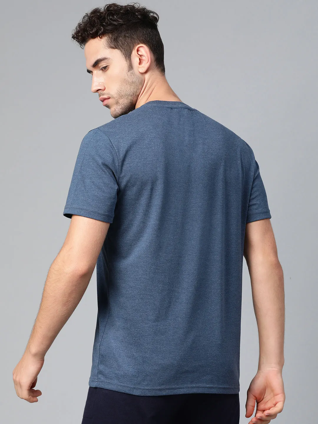 Alcis Men Blue Printed Round Neck T-shirt