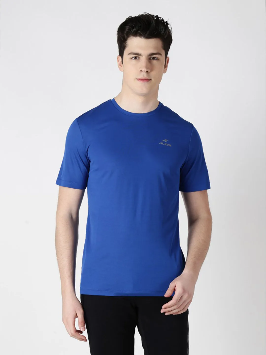 Alcis Men Blue Solid Round Neck T-shirt