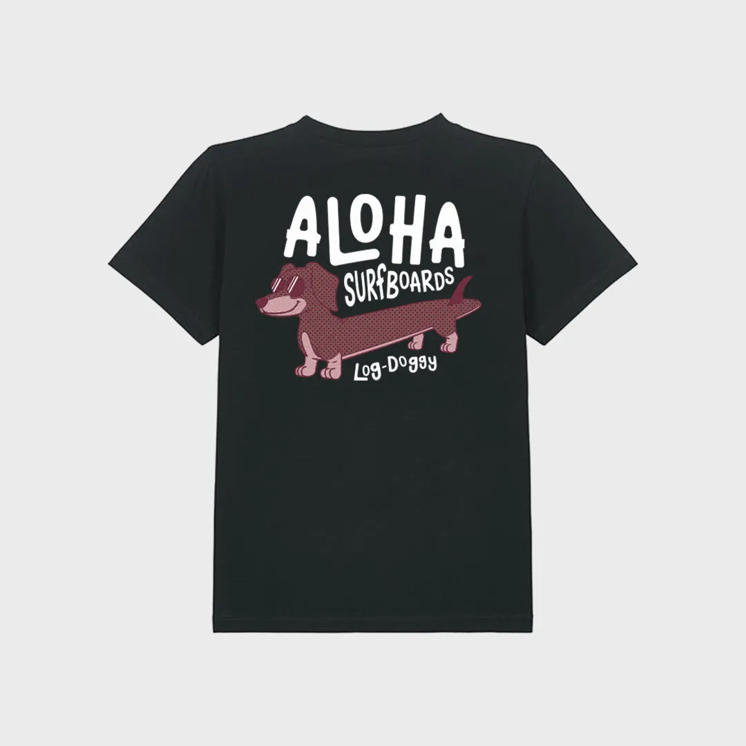 Aloha Kids Log Doggy T-Shirt - Black