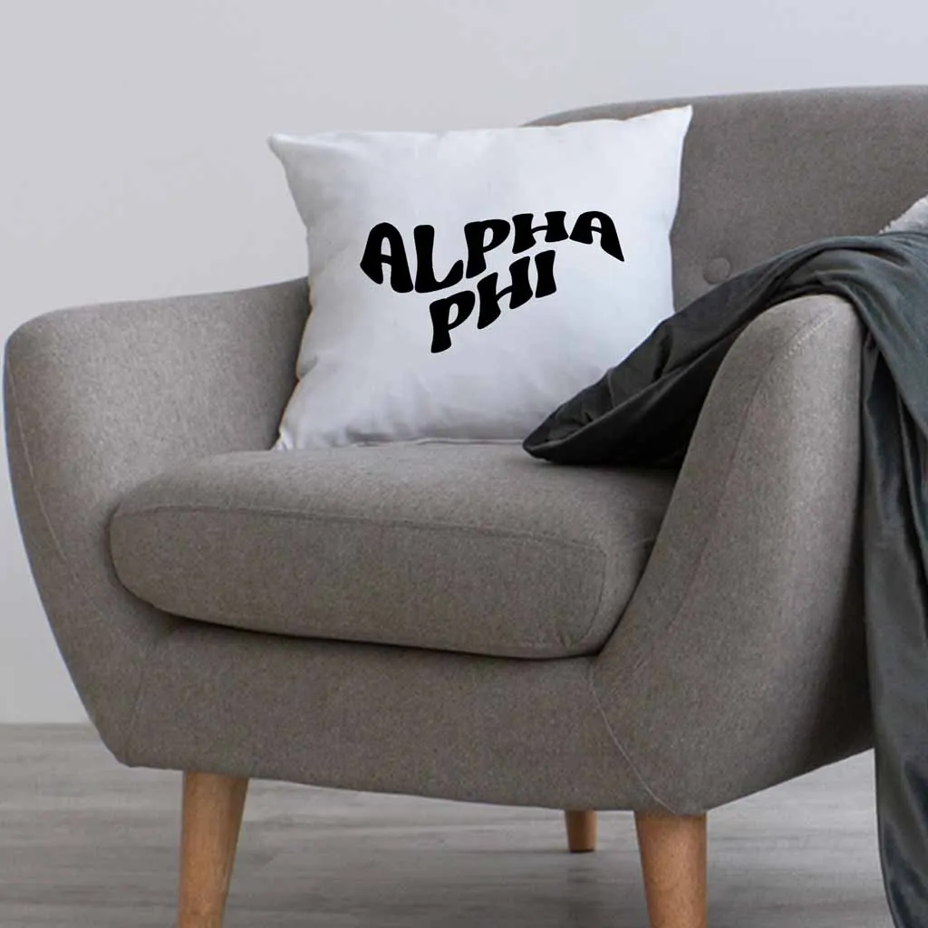 Alpha Phi Greek Mod Design on a Sorority Throw Pillow Cover for Dorm Room or Apartment Decor