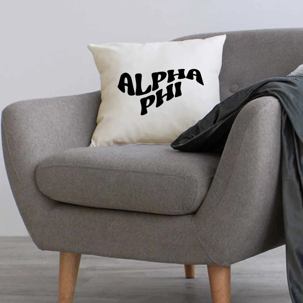 Alpha Phi Greek Mod Design on a Sorority Throw Pillow Cover for Dorm Room or Apartment Decor