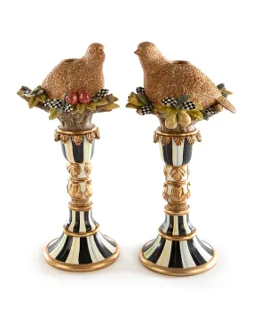 Autumn Naturals Quail Candle Holders S/2