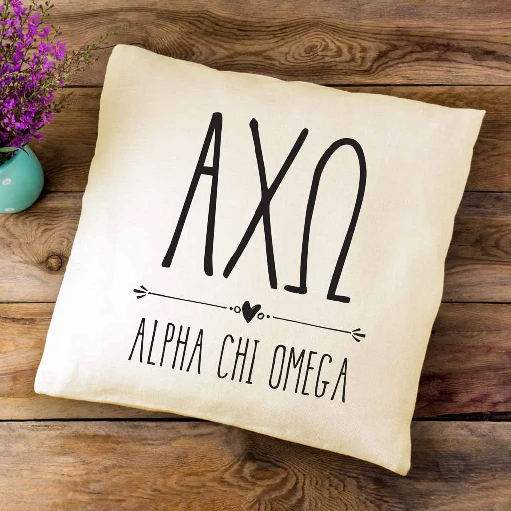 AXO Greek Boho Sorority Throw Pillow Cover for Dorm or Apartment