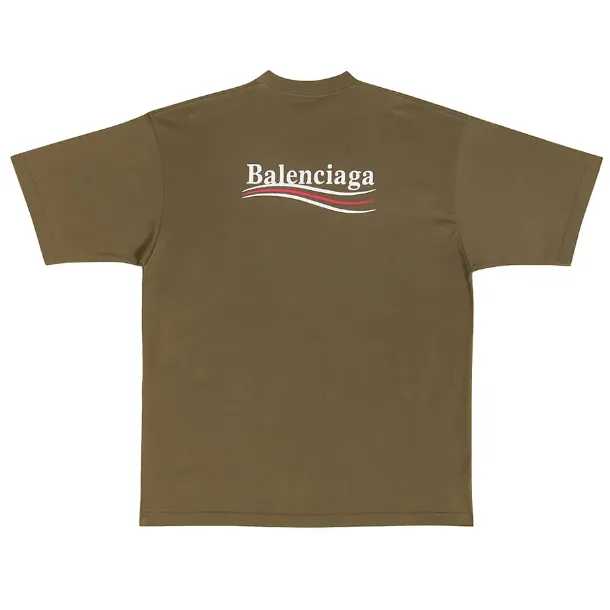 Balenciaga Political Campaign Embroidery Large Fit Tee Olive