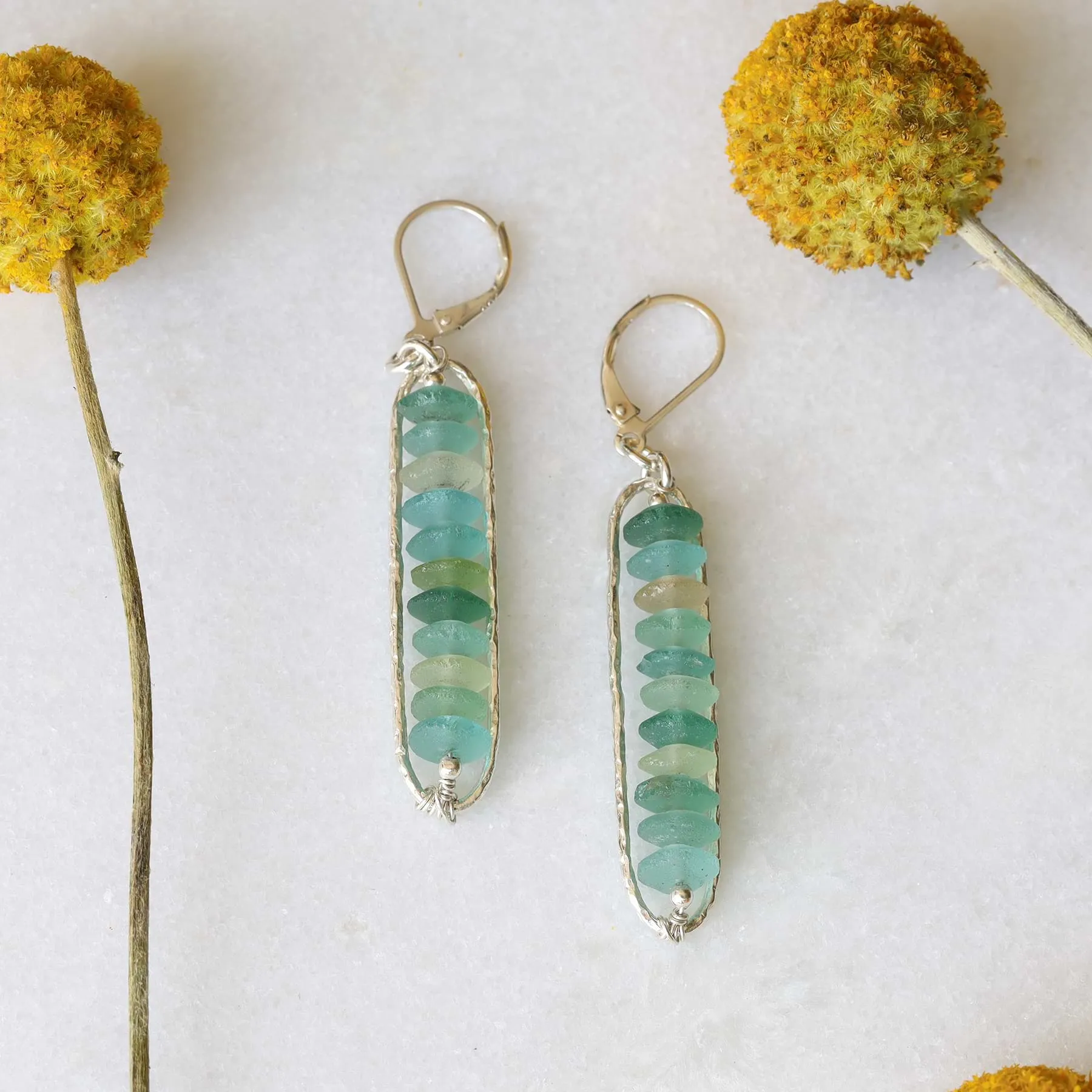 Beach Stroll - Roman Sea Glass Earrings