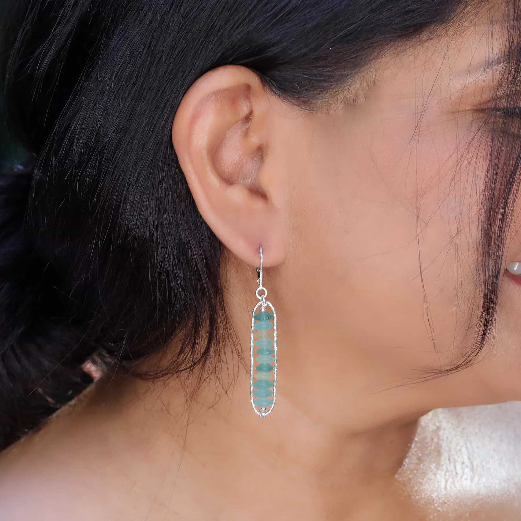 Beach Stroll - Roman Sea Glass Earrings