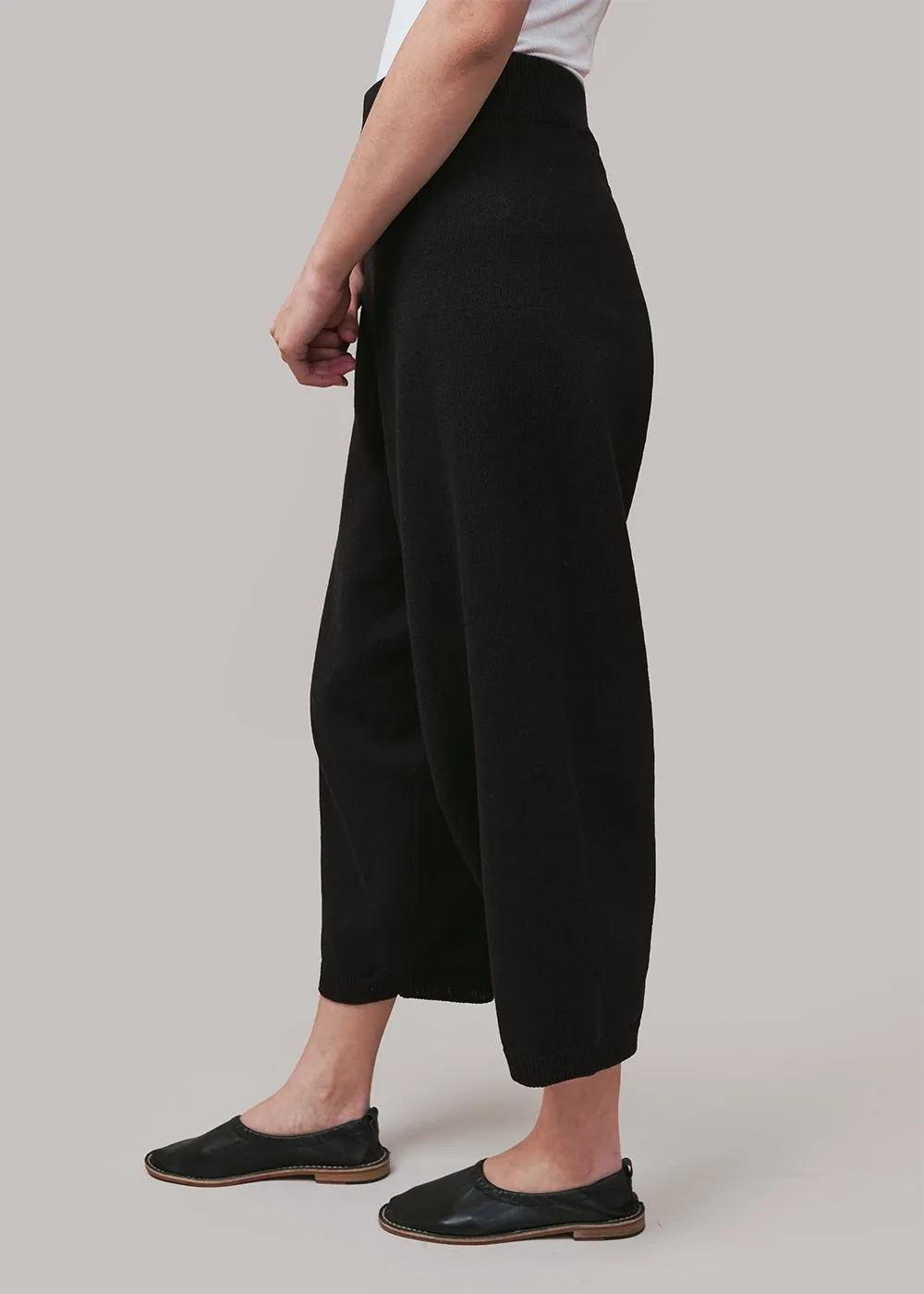 Black Cotton Knitted Pants