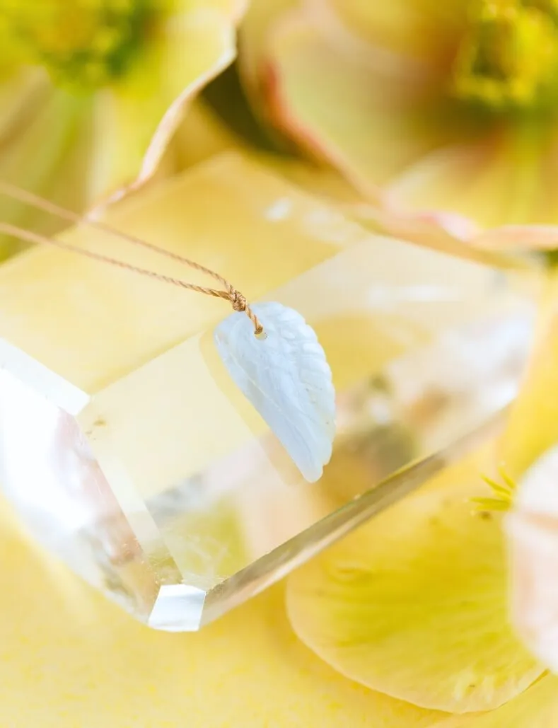 Blue Lace Agate Super Power Wing Necklace