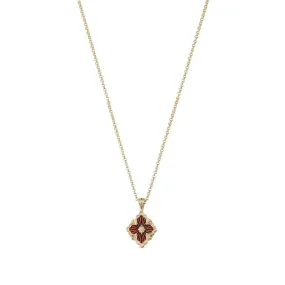 Buccellati - Opera Tulle - Small Pendant Necklace, 18k Yellow gold with Cathedral Red Enamel