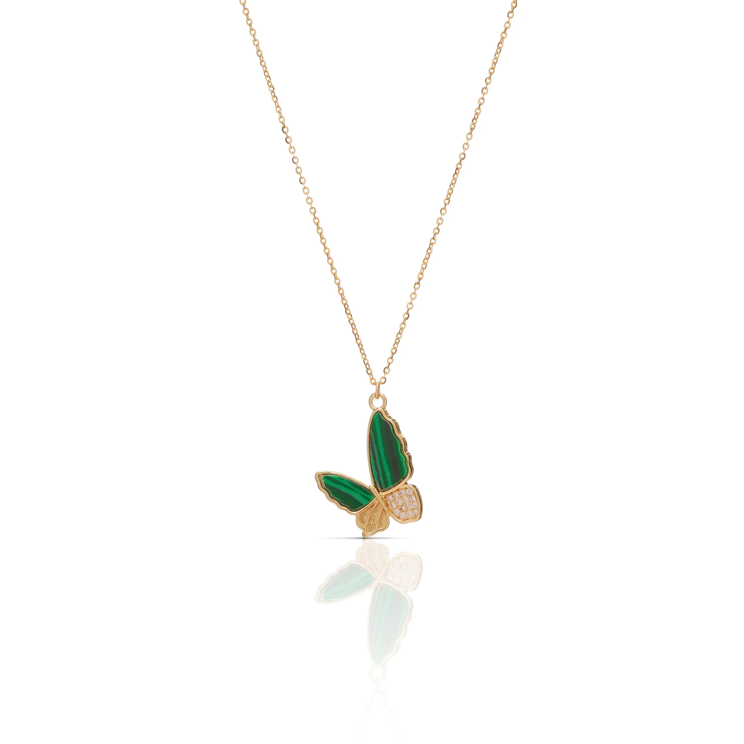 Butterfly Gem Necklace - Malachite