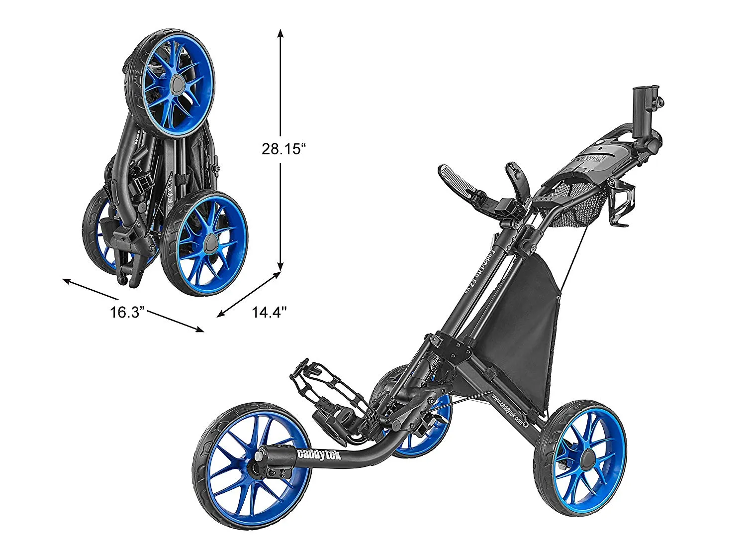 CaddyTek Caddylite EZ V8 - EZ-Fold 3 Wheel Golf Push Cart Version 8