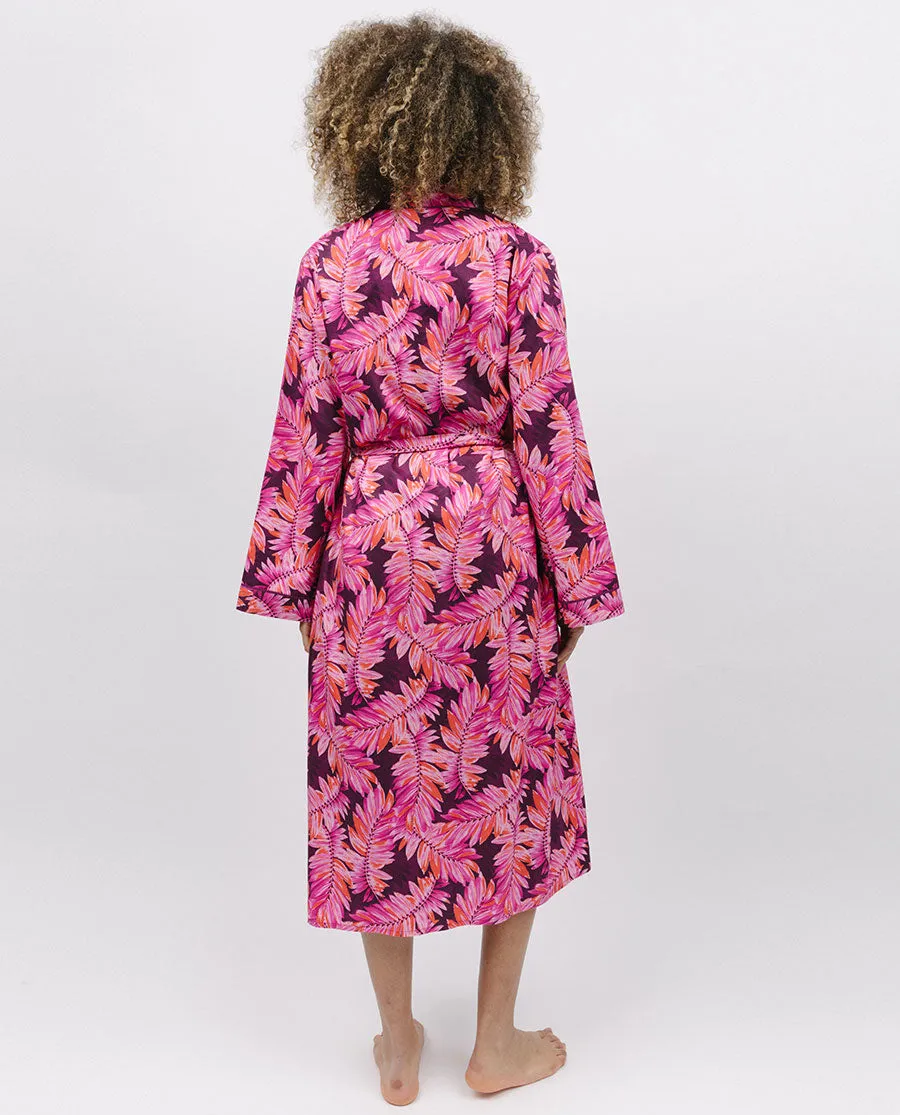 Carina Palm Leaf  Print Long Dressing Gown