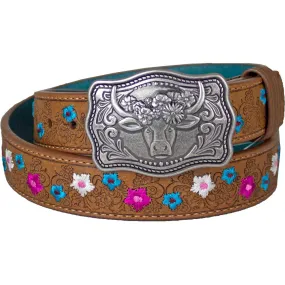 Catchfly Girls' Floral Embroidered Belt