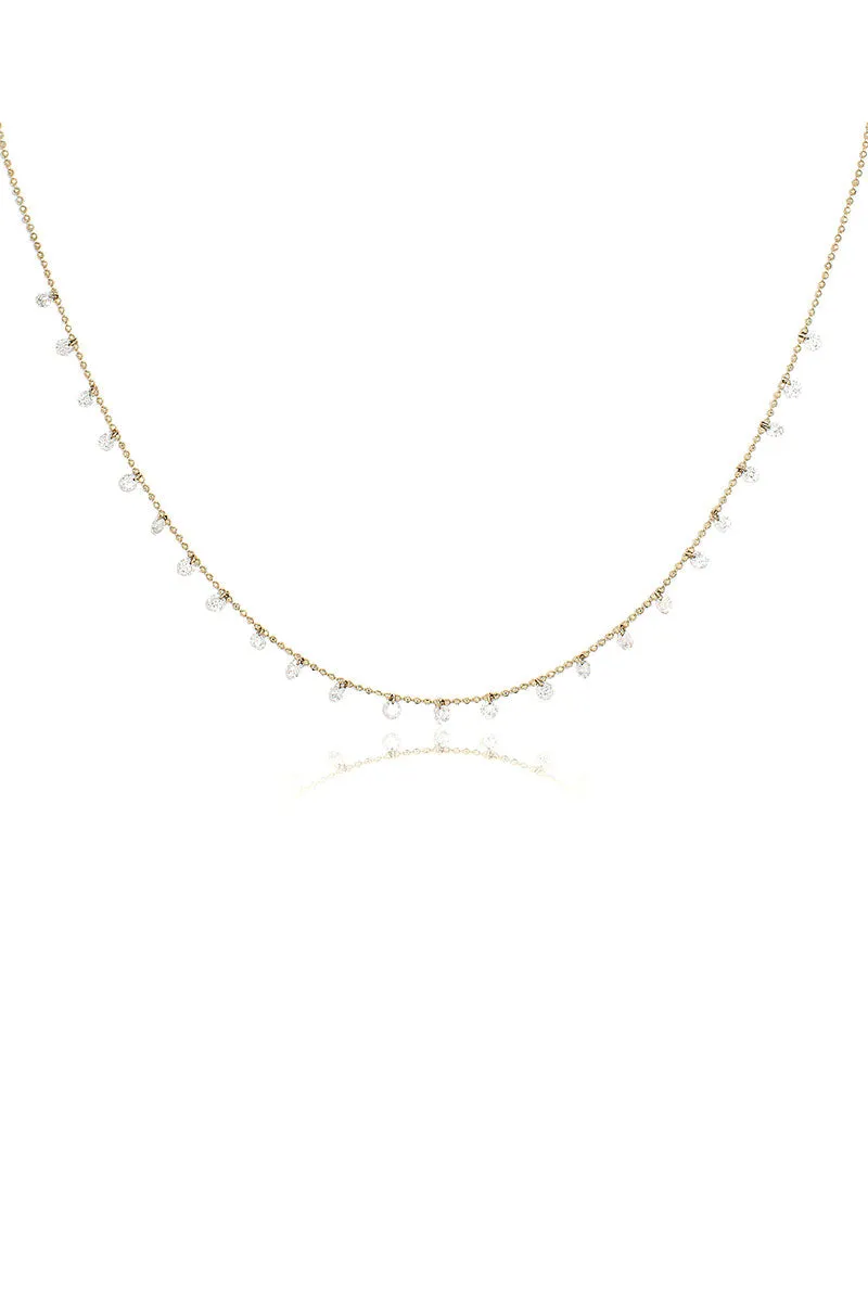 Celeste 24 Floating Diamond Necklace in Yellow Gold