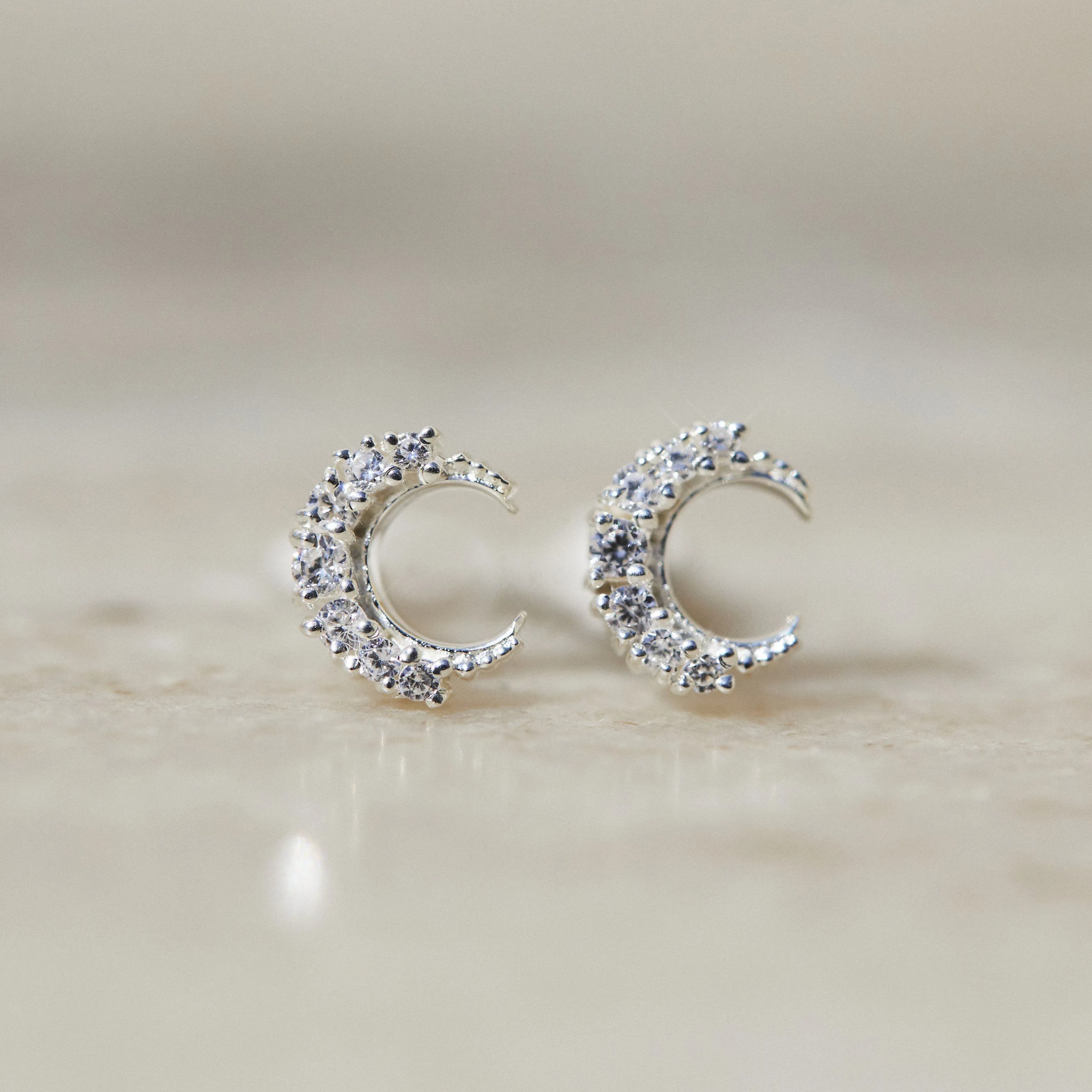 Celestial Moon Stud Earrings