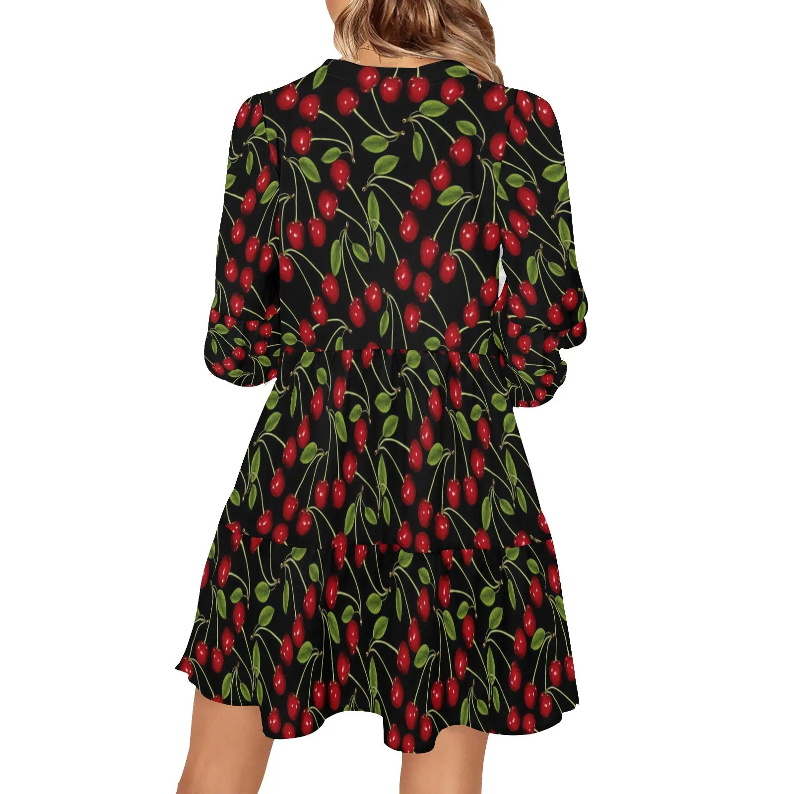 CHERRY BOMBERS 5 V-Neck Loose Fit Dress (Model D62)