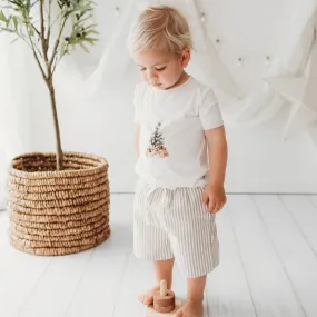 Child Of Mine Linen Shorts - Oak Stripe