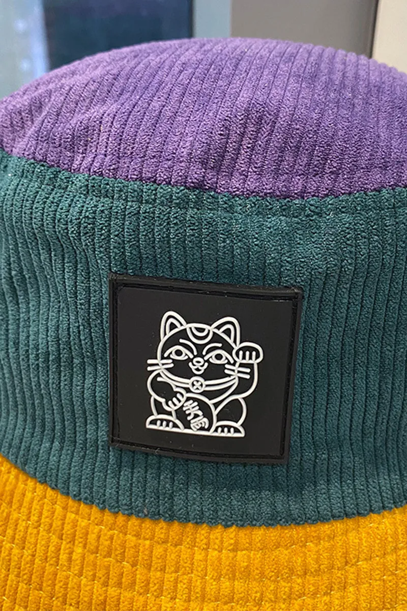 COLOR BLOCK CARTOON CAT DECOR BUCKET HAT