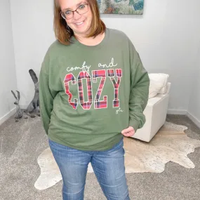 Comfy and Cozy Green and Plaid Sweatshirt