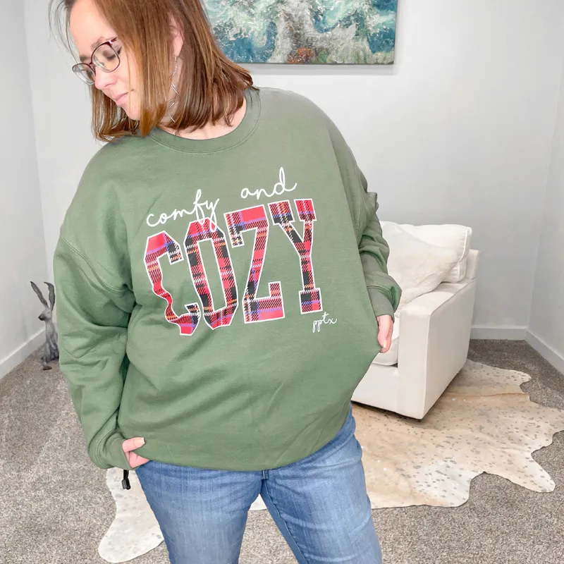 Comfy and Cozy Green and Plaid Sweatshirt