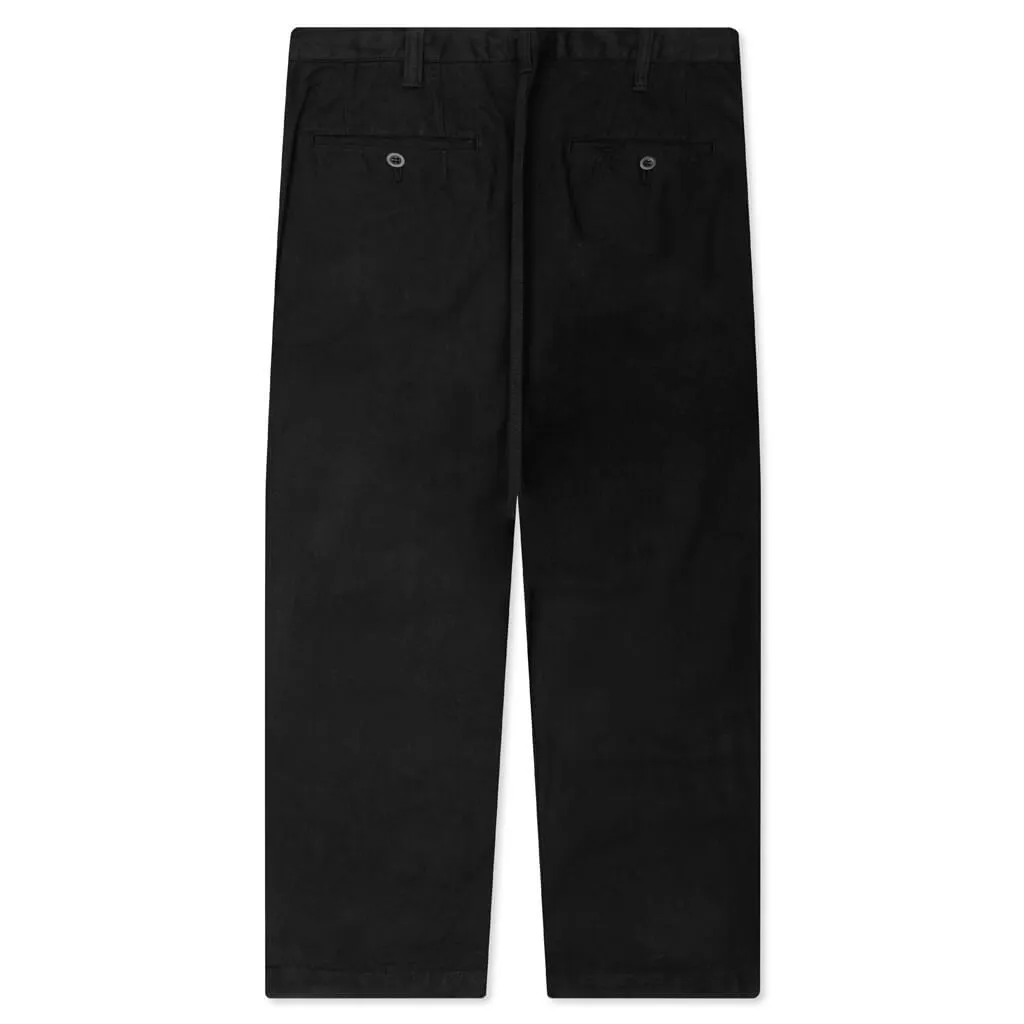 Contrast Cotton Pants - Black