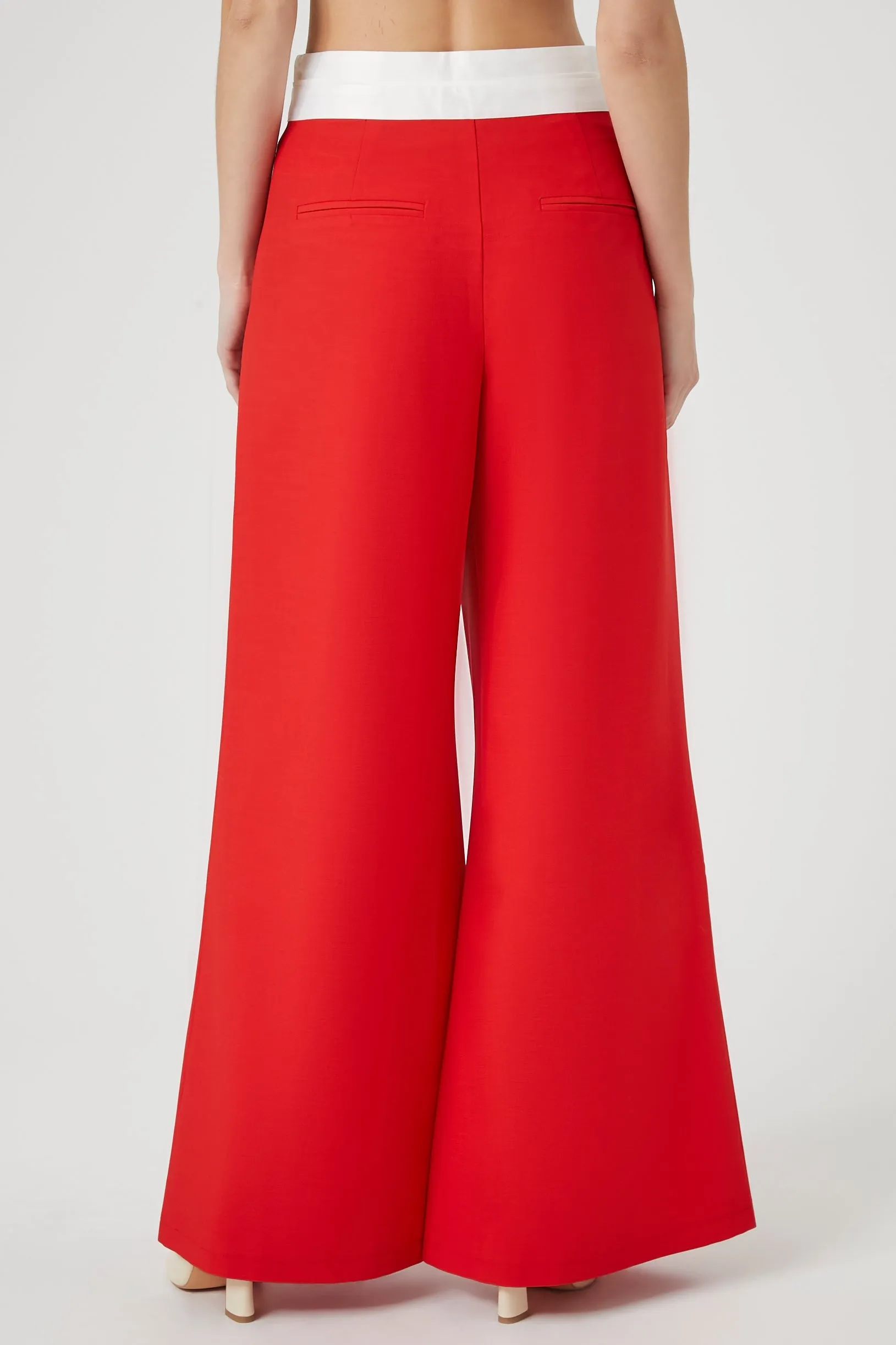 Contrast Wide-Leg Trousers