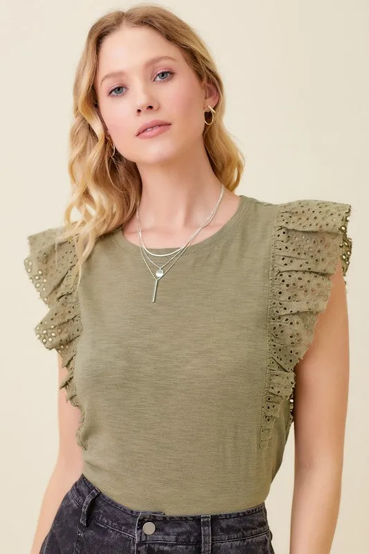 Cotton Slub With Lace Detail Tank Top