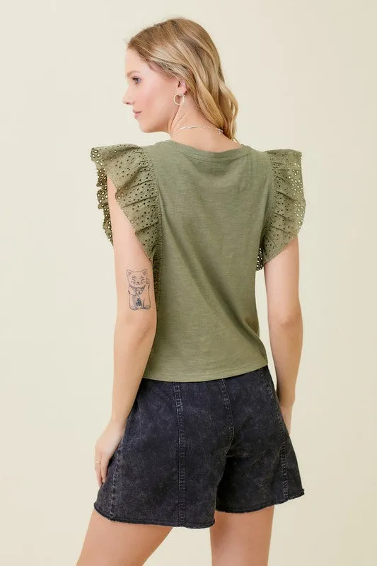 Cotton Slub With Lace Detail Tank Top