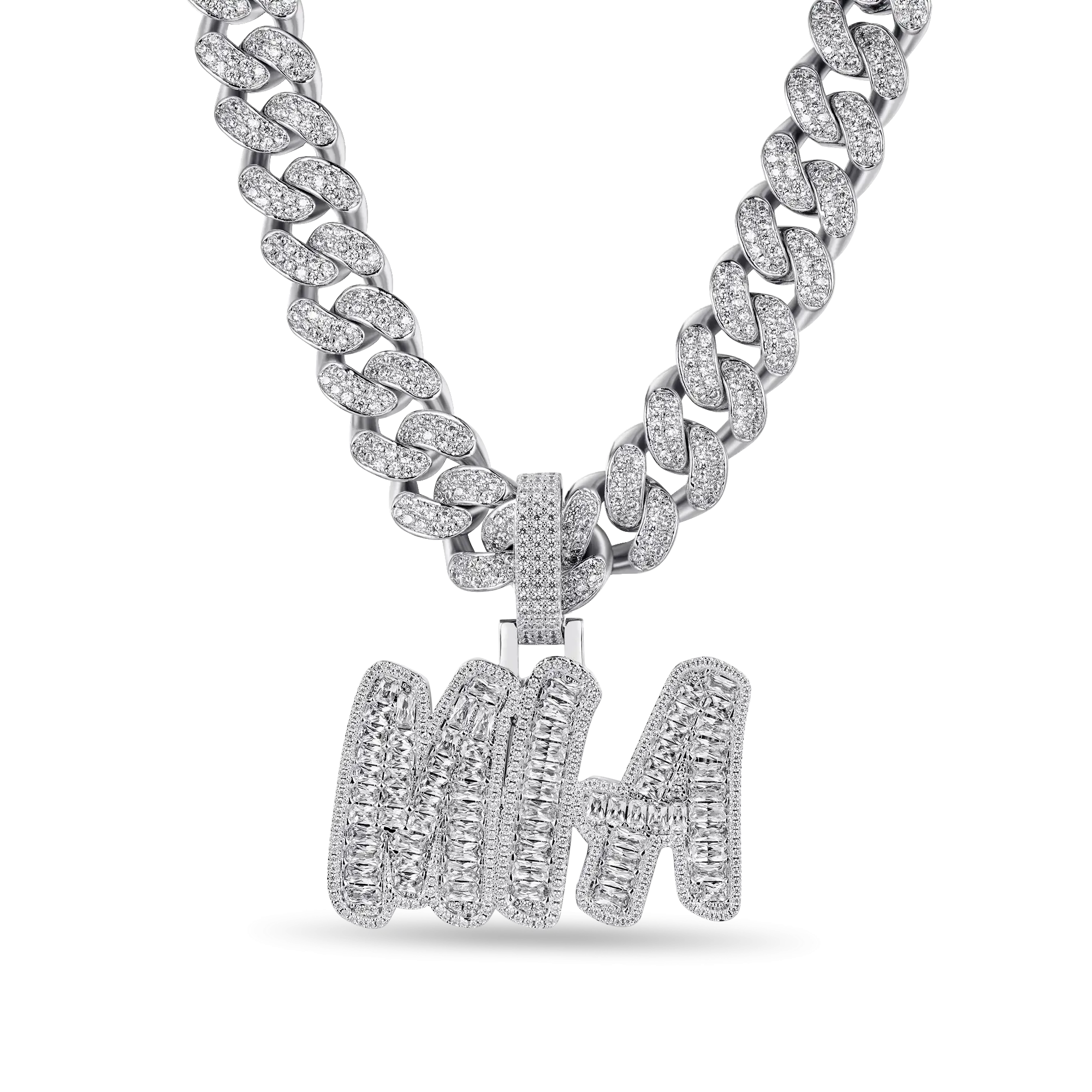 Custom Emerald Cut Romantic Font Pendant