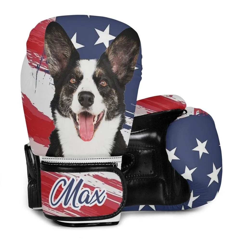 Custom Face&Name American Flag Boxing Gloves