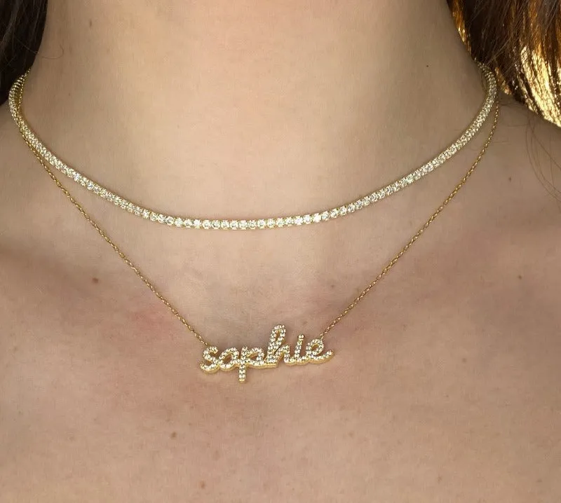 CZ Script Name Necklace