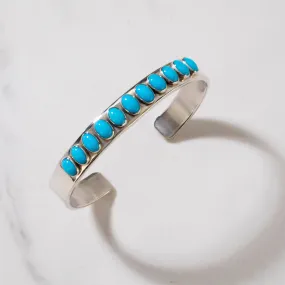 Daniel Mike Sleeping Beauty Turquoise Navajo USA Native American Made 925 Sterling Silver Cuff