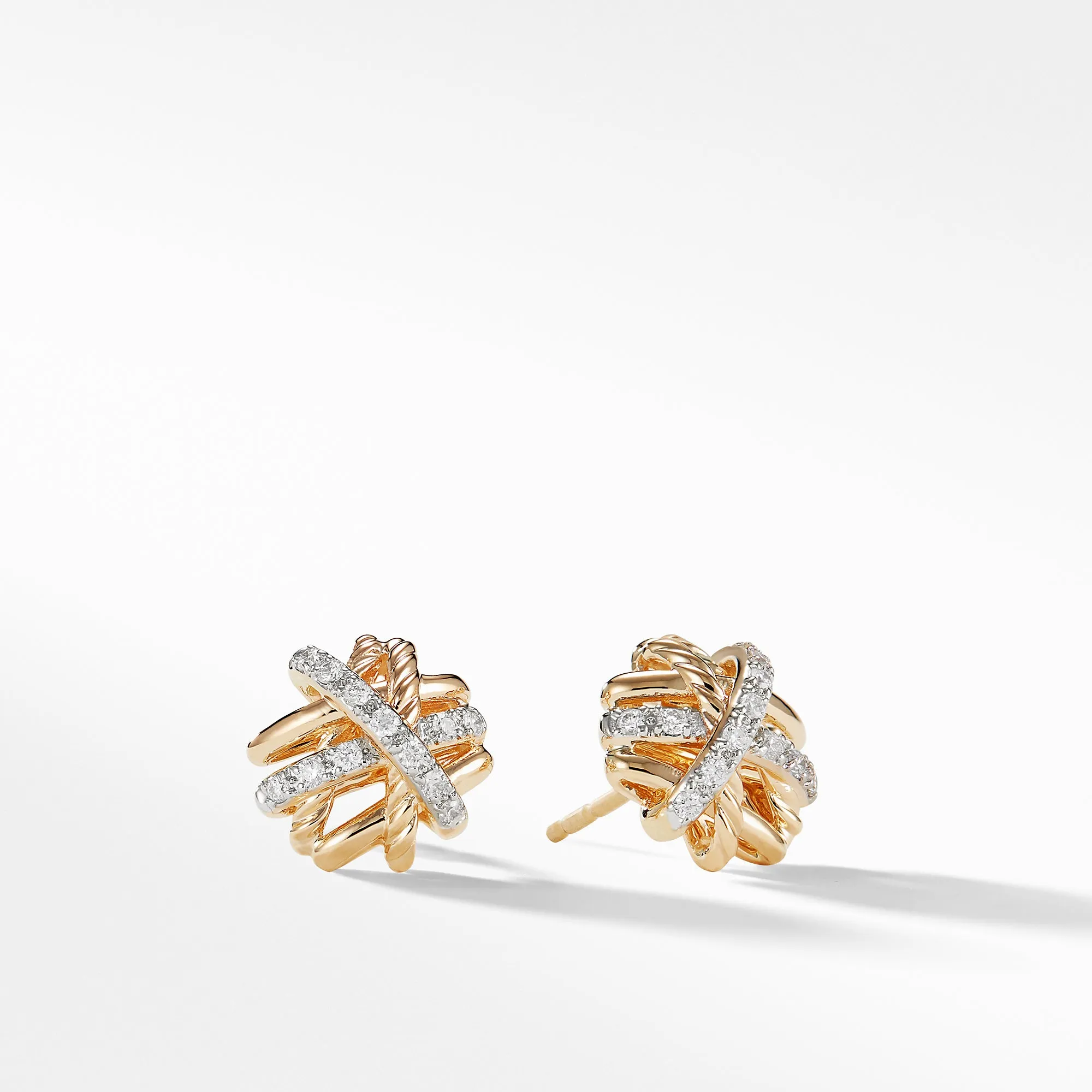 David Yurman Crossover Earrings with Diamonds in 18K Gold, 11mm