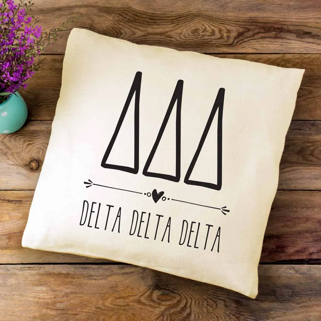 DDD Greek Boho Sorority Throw Pillow Cover for Dorm or Apartment