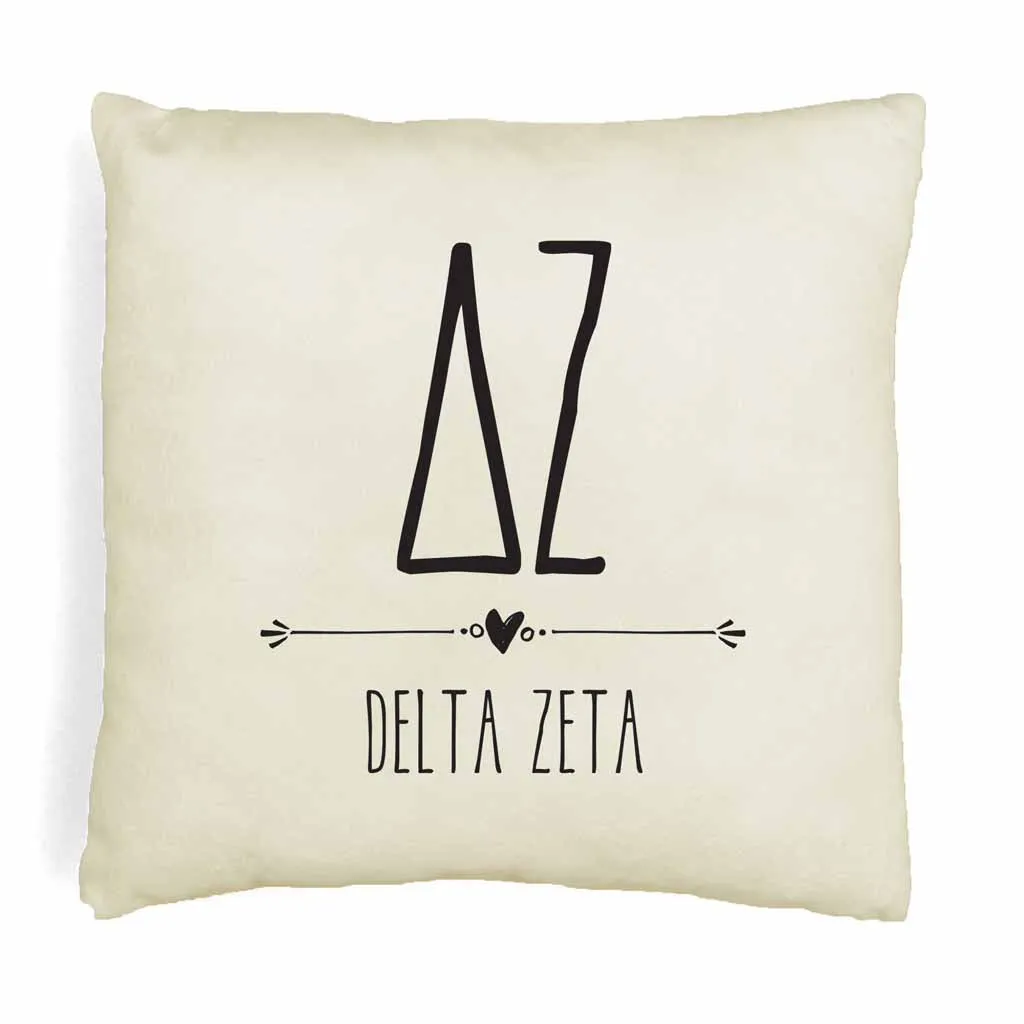 Delta Zeta Greek Boho Sorority Throw Pillow Cover for Dorm or Apartment