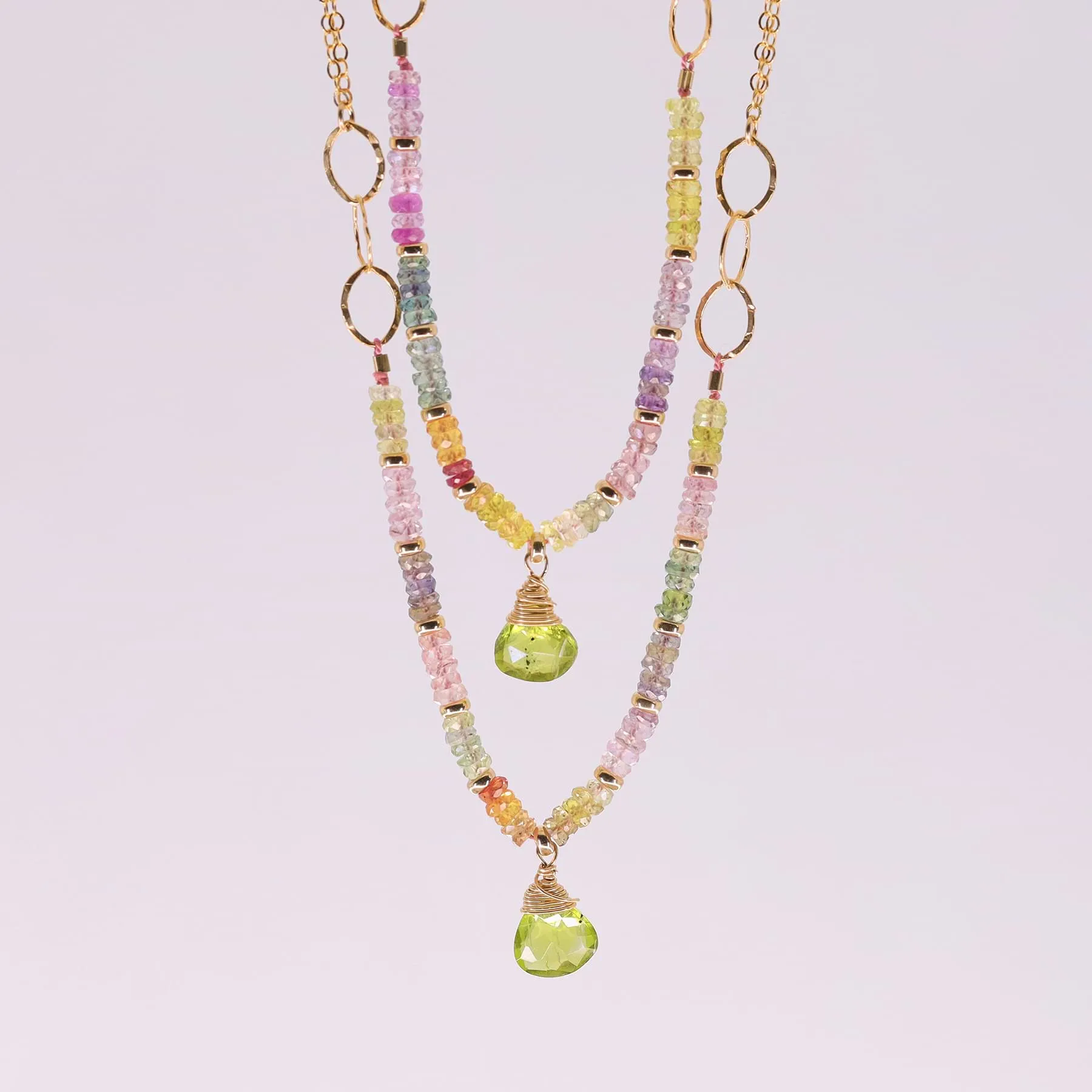 Desert Sky - Multi Pastel Sapphire and Peridot Necklace