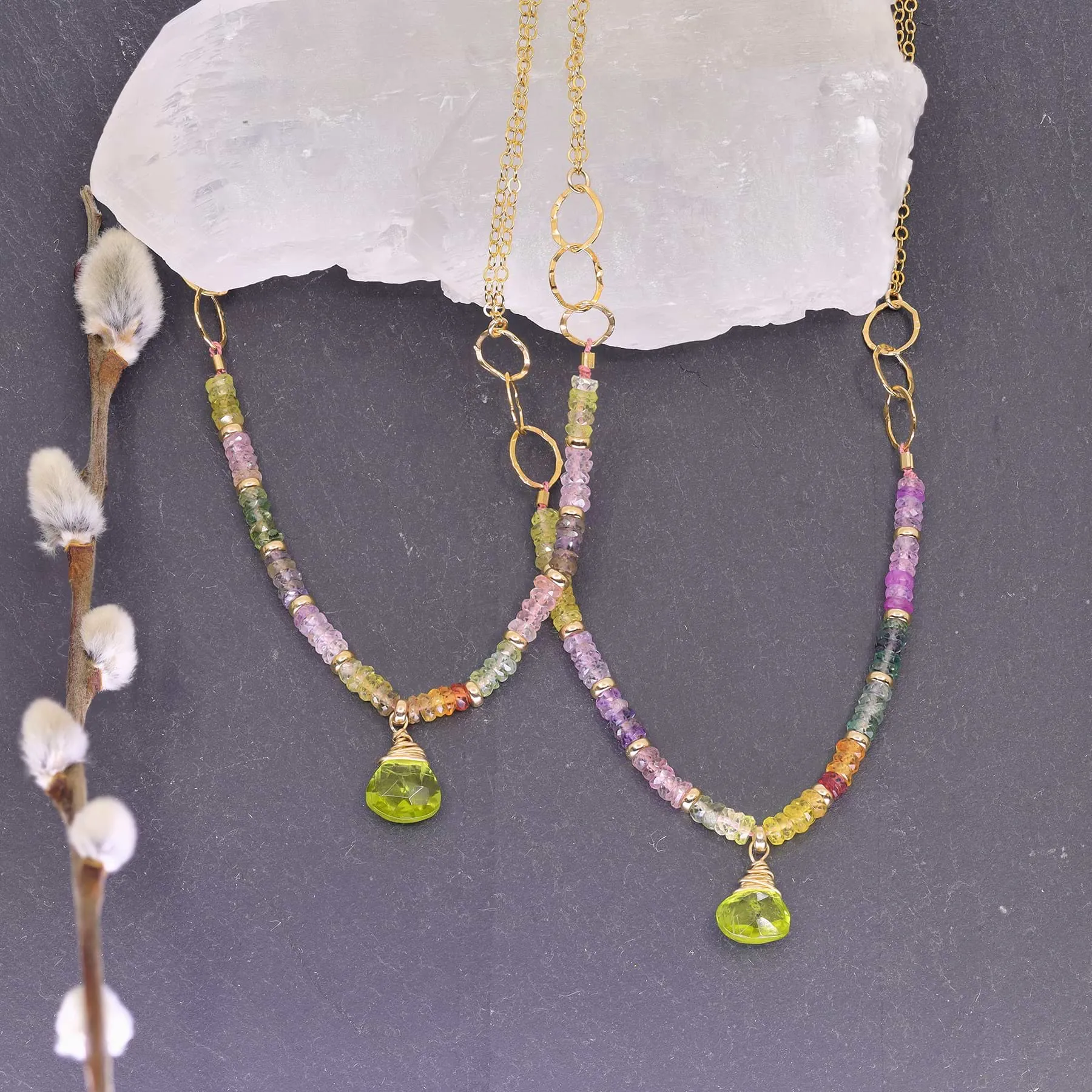 Desert Sky - Multi Pastel Sapphire and Peridot Necklace